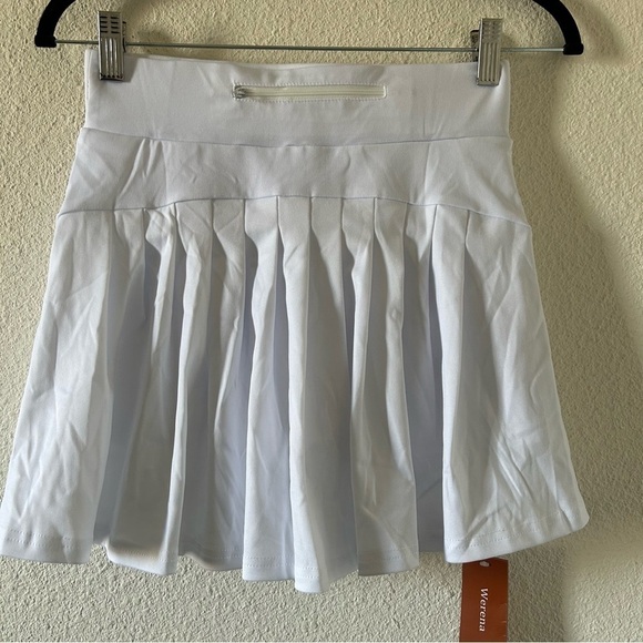 Werena Women’s Mini Sporty Pleated Skort Small NWT White Preppy Tennis elastic - Picture 6 of 12